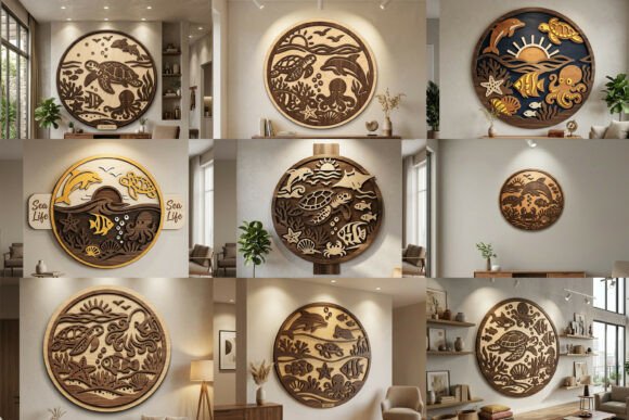 Download Laser Cut Sea Life Wall Art SVG Bundle - Wall art svg bundle Collection